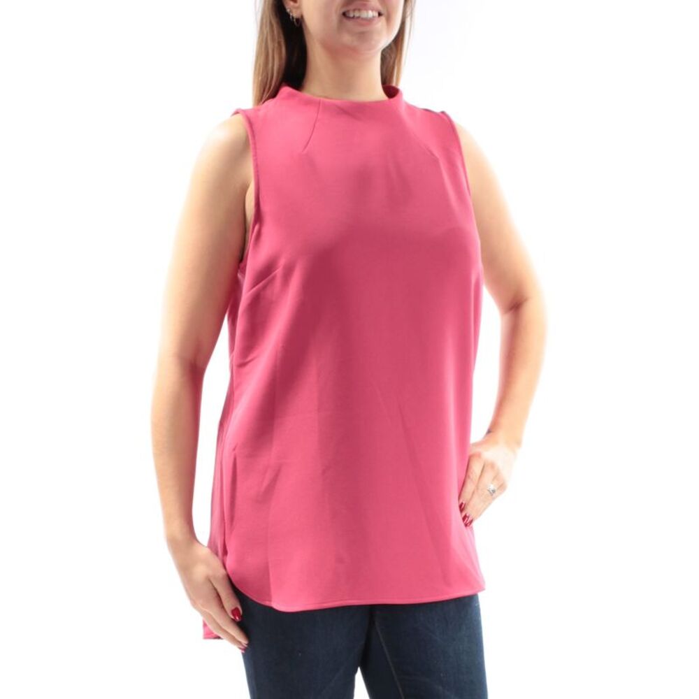 ALFANI Womens Pink Zippered Sleeveless Crew Neck Hi-Lo Hi-Lo Top Size: 14